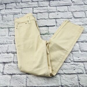 EDWIN Cream Slim Straight Crop Jeans Womens Size 24 Raw Hem Ankle